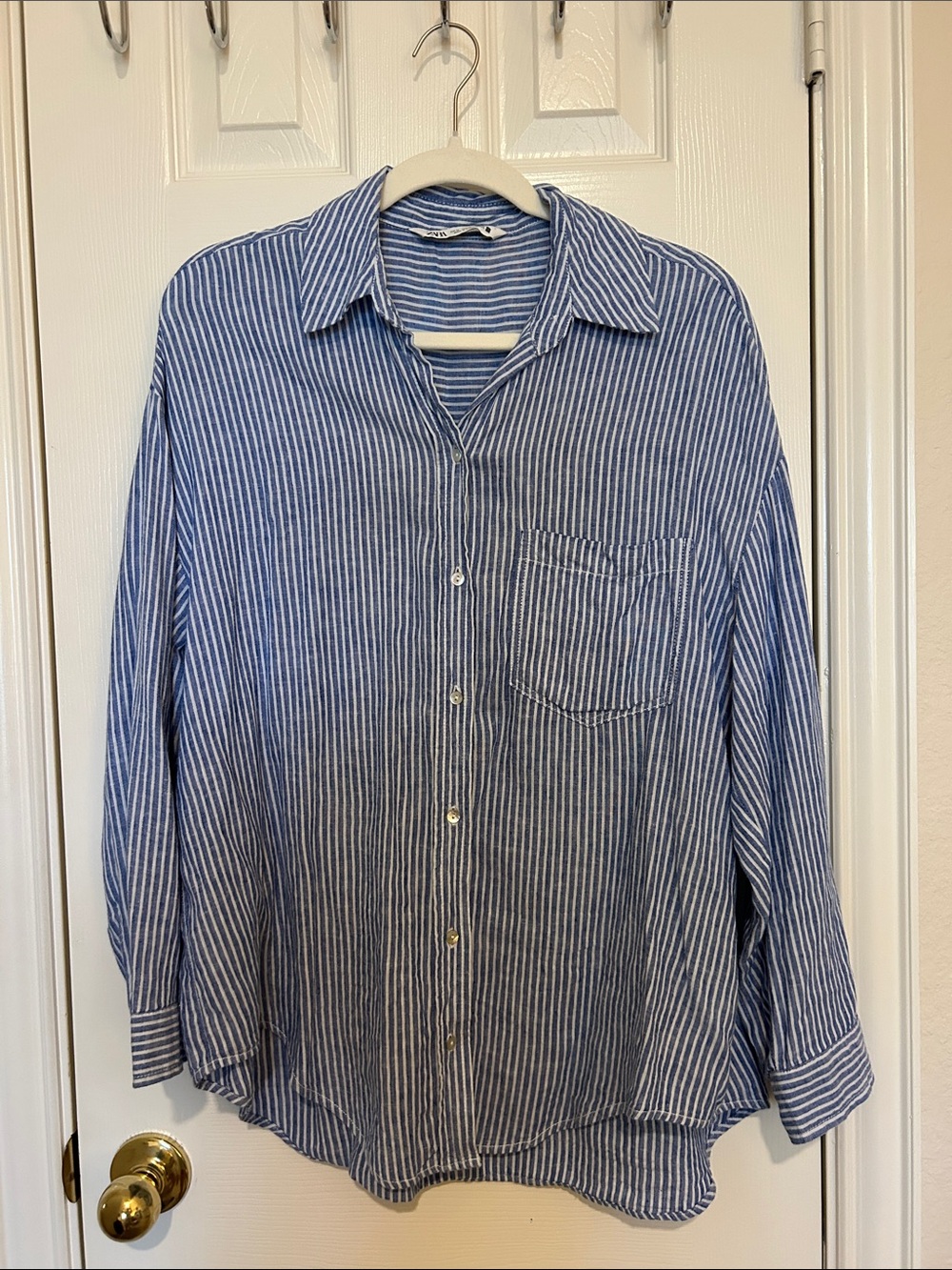 Zara Linen Striped Button-Down Shirt